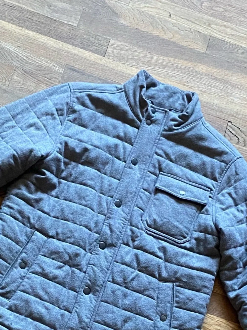 Faherty Mens Light Grey Heather Teton Valley Quilted Jacket